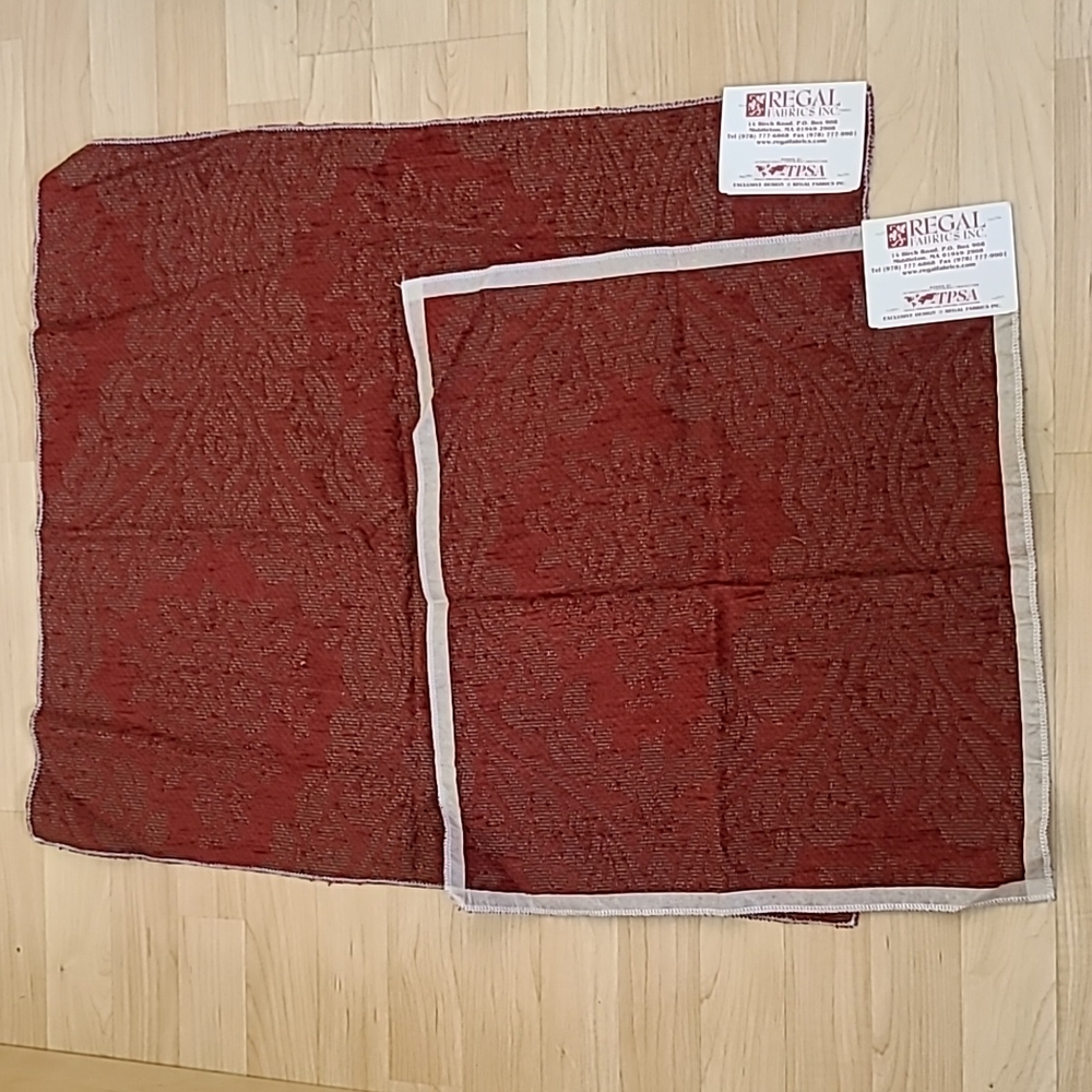 2 Pieces Floral Red Fabric Made in Italy 27 1/2"×23" & 19 1/2"×18
